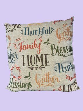 Mainstays Thankful Family Blessings Gather Home 17x17 Throw Holiday Pillow